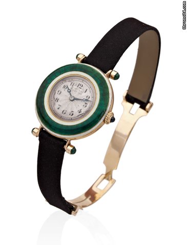 Replica Cartier Rarissime montre de soiree en or et email vert translucide Watch
