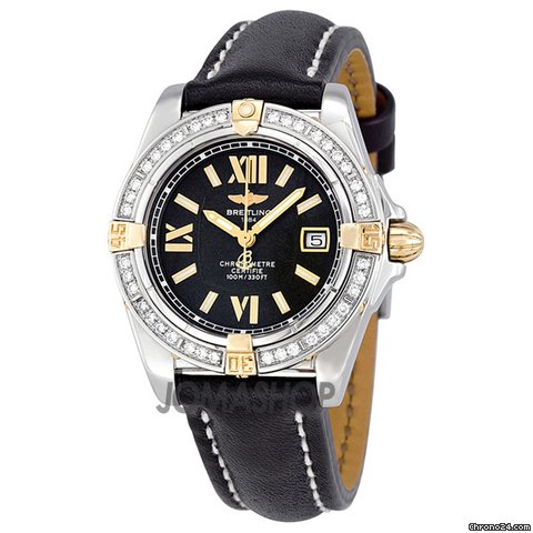 Breitling Cockpit Lady Diamond Black Dial Black Leather Watch B7135653-B910BKLT watches