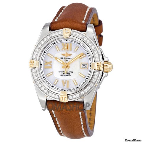 Breitling Cockpit Lady Diamond Brown Leather Watch B7135653-A662 watches