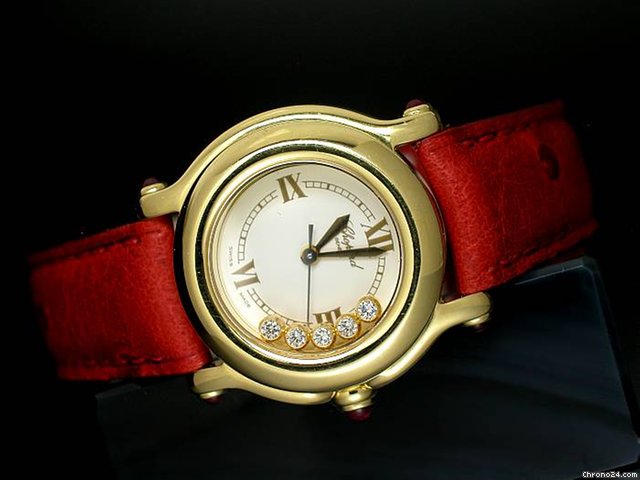 Chopard "HAPPY SPORT" 5 Diamanten FC MOVING - 18K/750 Gelbgold/Leder watches