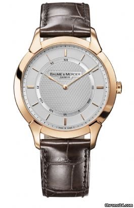 Baume & Mercier and Classima Executives Silver Guilloche 18k Rose Gold Watch 8801 watches