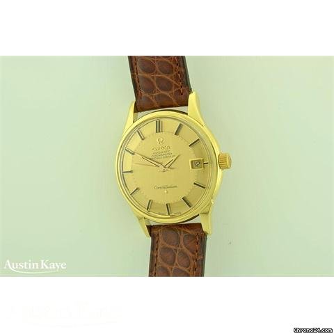 Omega Constellation Pie-Pan 18ct gold automatic on strap watches