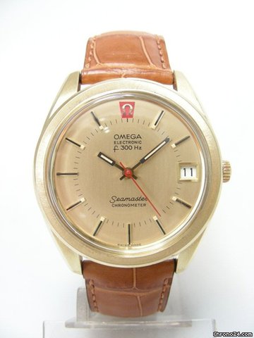 Omega Seamaster F 300 Hz yellow gold plated/or jaune plaque cadran gold dial watches