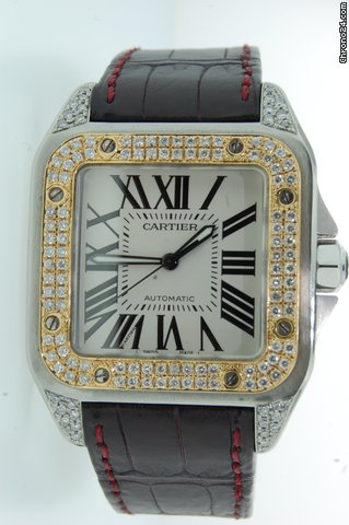 Cartier Santos Gold-Steel,Diamonds watches