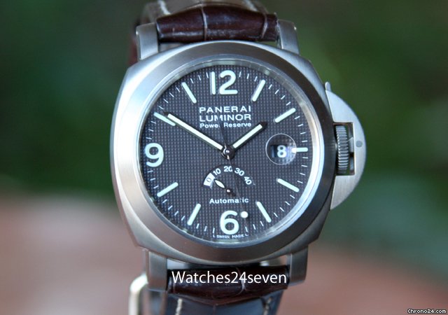 Panerai PAM 57 D Luminor Marina Power Reserve Titanium Tobacco Hobnail Dial 44 mm watches