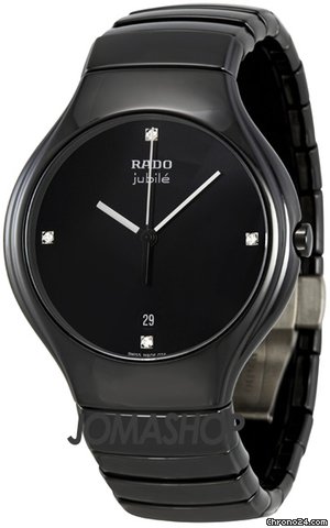 Replica Rado True Jubile Black Diamond Dial Ceramic Mens Watch R27653742 Watch