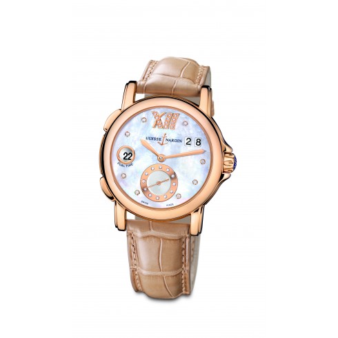 Replica Ulysse Nardin 18kt Rose Gold Diamond Mother-of-pearl Taupe Ladies Watch 246-22-391 Watch