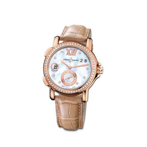Ulysse Nardin 18kt Rose Gold Diamond Mother-of-pearl Taupe Ladies Watch 246-22B-391 watches