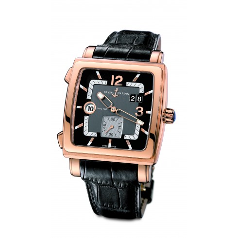 Ulysse Nardin Quadrato Dual Time 18kt Rose Gold Black Men's Watch 246-92-692 watches