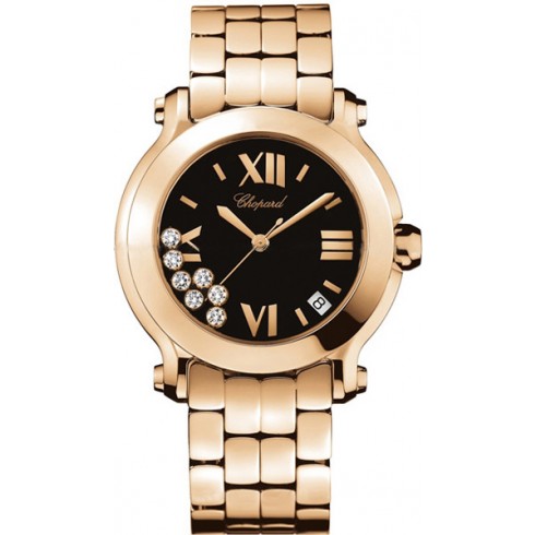 Chopard Happy Sport 18k Rose Gold Diamond Ladies Watch 277472-5001 watches