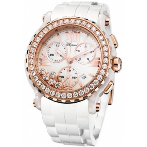 Chopard Happy Sport White Diamond Dial Chronograph Ladies Watch 288515-9002 watches