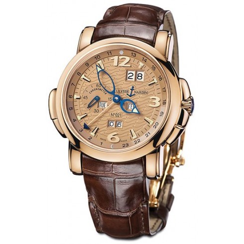 Ulysse Nardin GMT Perpetual Copper Dial Leather Strap Automatic Men's Watch 322-66 watches