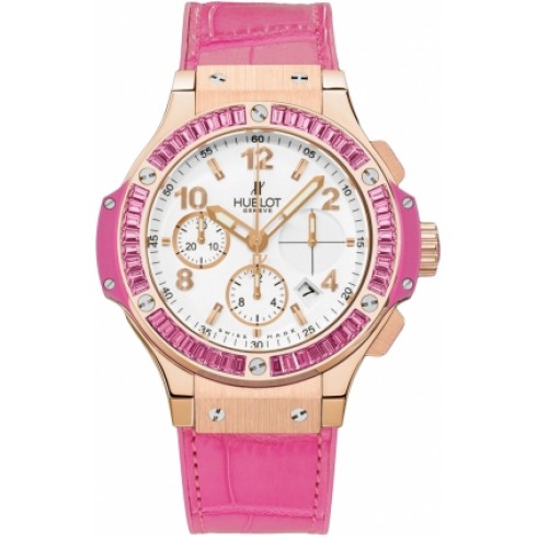 Hublot Big Bang Gold Tutti Frutti White Dial Alligator and Rubber Pink Female Watch 341.PP.2010.LR.1933 watches