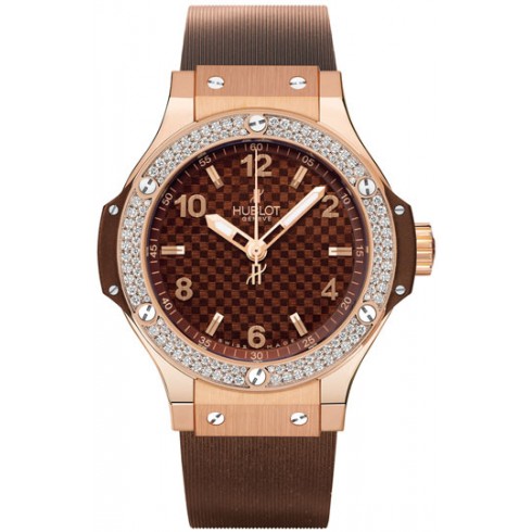 Hublot Chocolate Carbon Dial Diamond Bezel Rubber Ladies Watch 361.PC.3380.RC.1104 watches