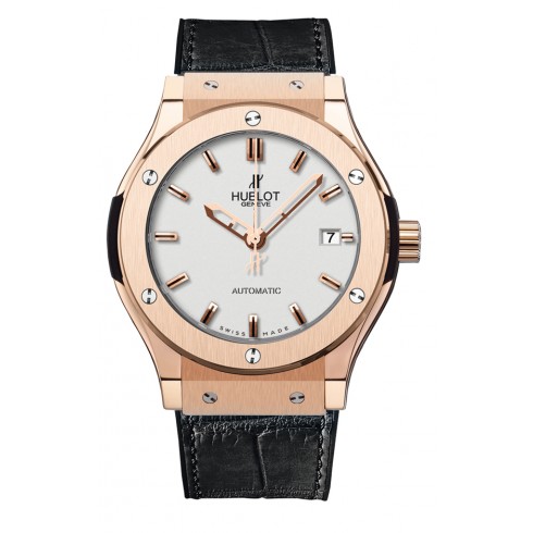Hublot Classic Fusion Opalin Dial 18K Rose Gold Black Alligator Rubber Men's Watch 511.PX.2610.LR watches