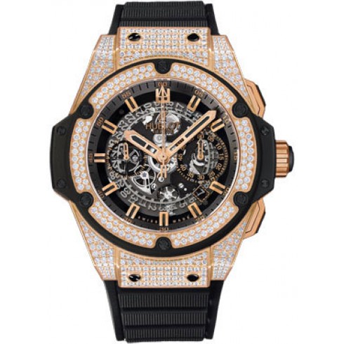 Hublot Big Bang King Power Unico Skeleton Dial Diamonds Automatic Chronograph Black Rubber Watch 701.OX.0180.RX.1704 watches