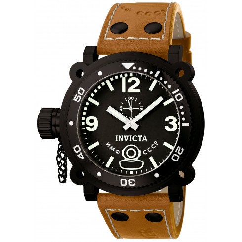 Invicta Signature Lefty Russian Diver Black Dial Brown Leather Men's Watch 7274 watches
