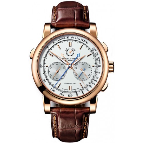 A. Lange and Sohne Double Split Silver Dial Chronograph 18K Rose Gold Men's Watch 404.032 watches