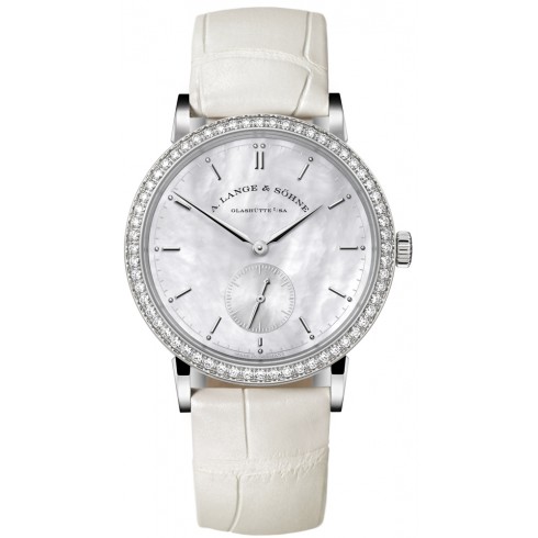 A. Lange and Sohne Saxonia Mother of Pearl Dial Diamond Ladies Watch 878.029 watches