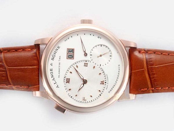 A.Lange Sohne Lange 1 101.021 White Dial Rose Gold Case Round Watch watches