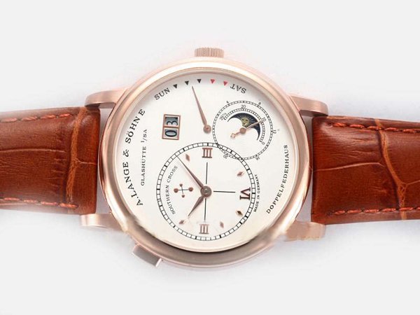 A.Lange Sohne Lange 1 Moonphase 109.021 White Dial 38.5mm Watch watches
