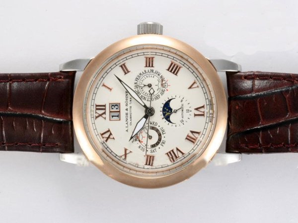 A.Lange Sohne Langematik Perpetual 310.032 Stainless Steel with 18k Gold Bezel White Dial Watch watches