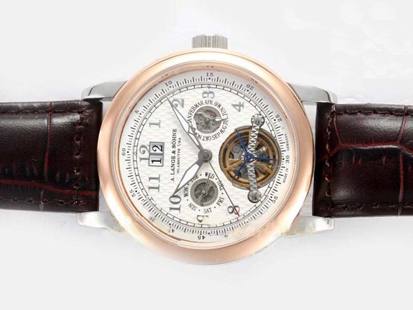 A.Lange Sohne Tourbograph Pour le Merite 702.025 Mens Round Rose Gold Case Watch watches