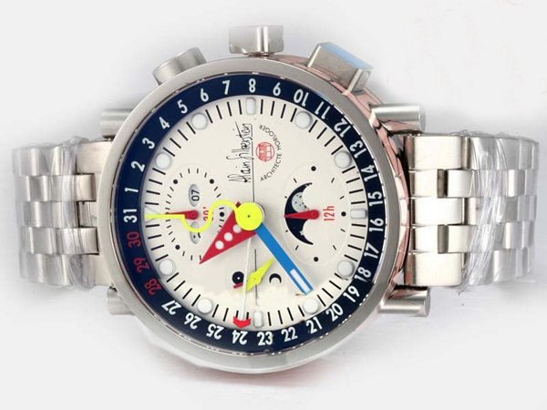 Alain Silberstein Alligator Collection Krono B2 Cuir White Automatic 40mm White Dial Watch watches