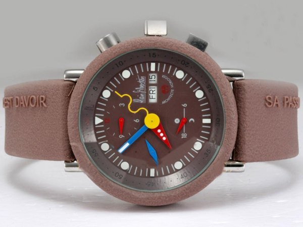 Alain Silberstein Klassik Krono Bauhaus Krono B2 WOODlAnd Mens Round Brown Rubber Strap Watch watches