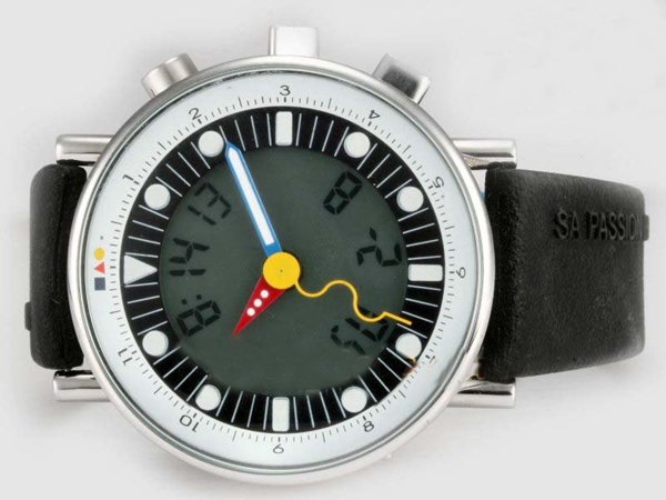 Alain Silberstein Rondo Dots O50504 Round Black Rubber Strap Grey Dial Watch watches