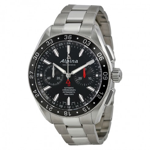 Alpina 4 Chronograph Automatic Black Dial Steel Men's Watch AL-860B5AQ6B watches
