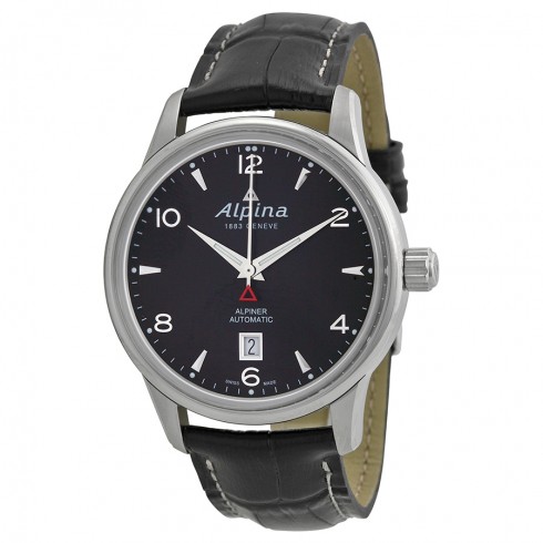 Alpina Alpiner Automatic Black Dial Black Leather Men's Watch AL-525B4E6 watches