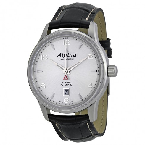 Alpina Alpiner Automatic Silver Dial Black Leather Men's Watch AL-525S4E6 watches