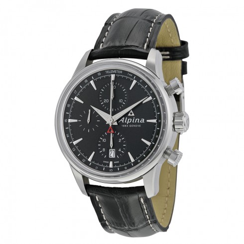 Alpina Alpiner Chronograph Automatic Black Dial Black Leather Men's Watch AL-750B4E6 watches