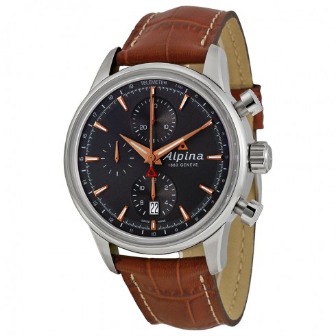 Alpina Alpiner Chronograph Automatic Grey Dial Leather Men's Watch AL-750VG4E6 watches