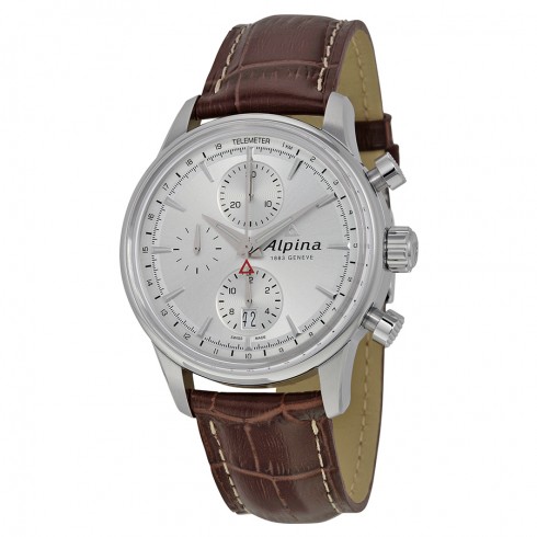 Alpina Alpiner Chronograph Automatic Sunray Dial Brown Leather Men's Watch AL-750S4E6 watches