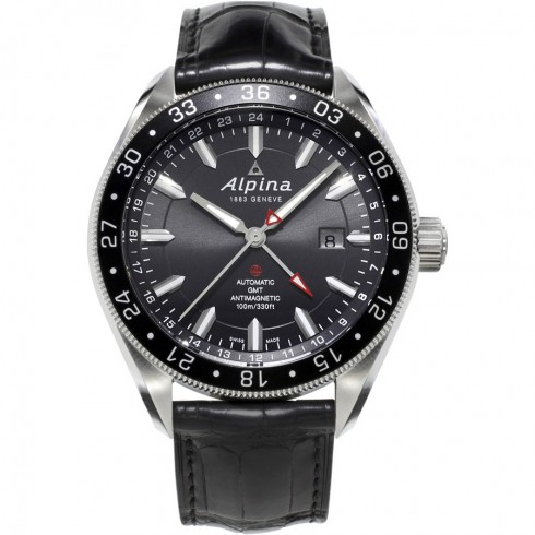 Alpina Alpiner GMT 4 Automatic Black Dial Black Leather Men's Watch AL-550G5AQ6 watches