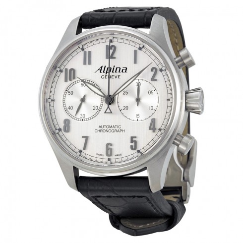 Alpina Automatic Chronograph Silver Dial Black Leather Men's Watch 860SC4S6 watches