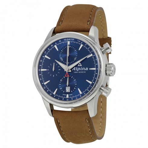 Alpina Automatic Chronograph Sunray Navy Dial Glove Leather Men's Watch AL-750N4E6 watches