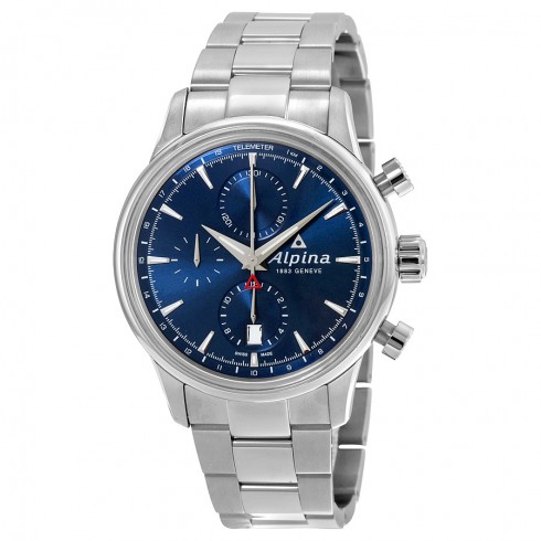 Alpina Chronograph Sunray Navy Dial Stainless Steel Men's Watch AL-750N4E6B watches