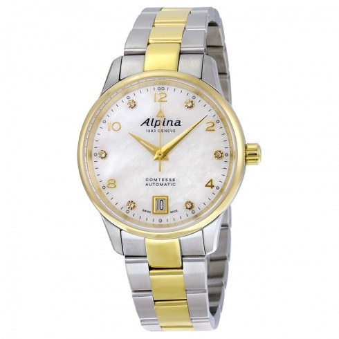 Alpina Comtesse Automatic White Mother of Pearl Dial Ladies Watch AL-525APWD3C3B watches