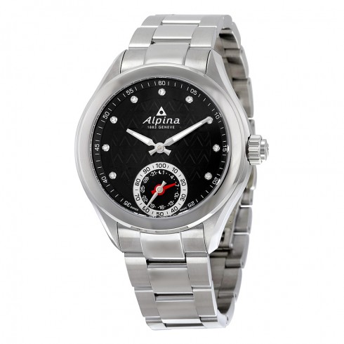 Alpina Horological Smartwatch Black Guilloche Dial Stainless Steel Case Ladies Quartz Watch AL-285BTD3C6B watches