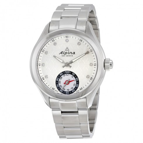 Alpina Horological Smartwatch Silver Guilloche Dial Stainless Steel Watch AL-285STD3C6B watches