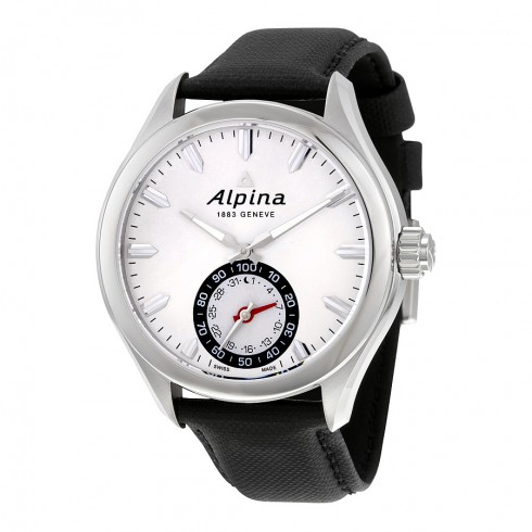 Alpina Horological Smartwatch Silver Sunray Black Leather Men's Watch AL-285S5AQ6 watches