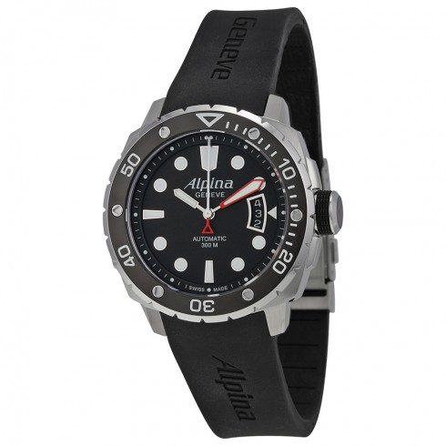 Replica Alpina Seastrong Diver 300 Automatic Black Dial Rubber Men's Watch AL-525LB4V36 Watch