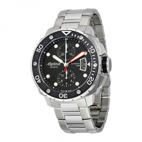 Alpina Seastrong Diver 300 Chronograph Black Dial Steel Men's Watch AL-725LB4V26B watches