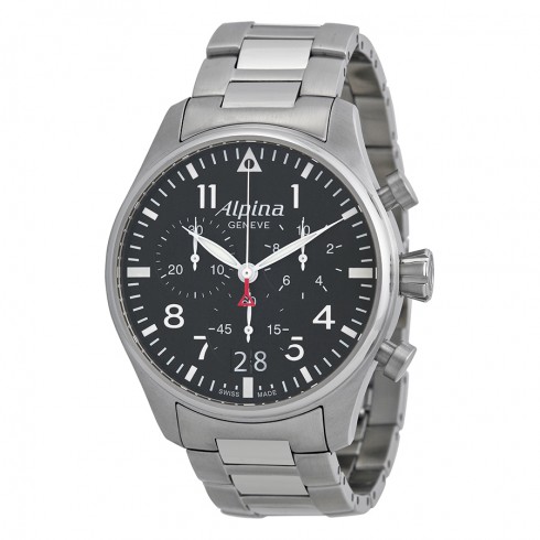 Alpina Startimer Black Dial Stainless Steel Bracelet Men's Watch AL372B4S6B watches
