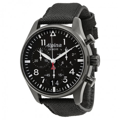 Alpina Startimer Pilot Black Dial Black Fabric Strap Men's Watch AL372B4FBS6 watches
