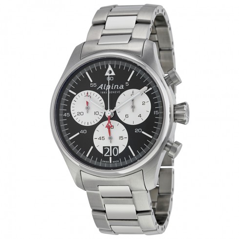 Alpina Startimer Pilot Chronograph Big Date Black Dial Stainless Steel Men's Quartz Watch AL-372BS4S6B watches