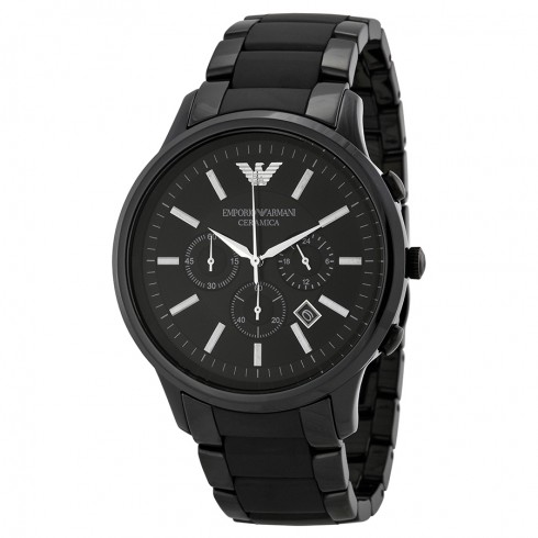Armani Ceramica Chronograph Black Dial Black Ceramic Men's Watch AR1451 watches